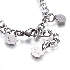 Bracelets à breloques chaton en acier inoxydable 304 résistant au ternissement&nbsp;BJEW-I278-01P