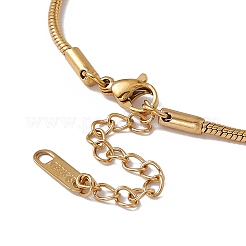 Braccialetto di fascino di numeri romani di strass di cristallo con catene di serpente rotonde&nbsp;BJEW-P284-05G