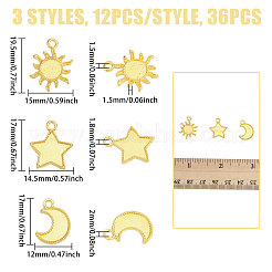 36 Stück 3 Stile Zinklegierung Anhänger Cabochon Einstellungen für Emaille&nbsp;FIND-CA0011-25