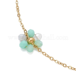 Pulseras de eslabones con cuentas de imitación de perlas de vidrio y plástico ABS&nbsp;BJEW-JB12572-02