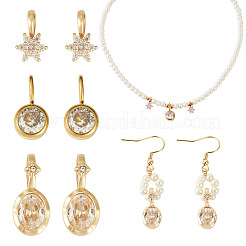 4 Stück 2 Stile Messing Micro Pave Zirkonia & 2 Stück Edelstahl Strass Anhänger Zubehörse Kits&nbsp;FIND-TA0010-18