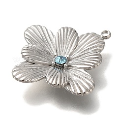 304 Edelstahl Aquamarin Strass Anhänger&nbsp;STAS-P371-058P