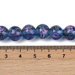 Fili di perline di lampwork di sabbia dorata fatte a mano&nbsp;LAMP-B028-03I-10mm