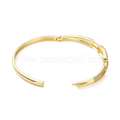 Brazaletes con bisagras ovaladas huecas de circonita cúbica transparente micro pavé de latón chapado en estante&nbsp;BJEW-M300-01G