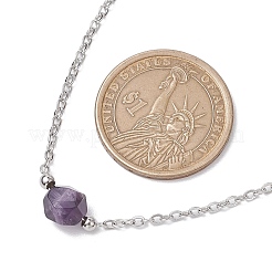 Collane con pendenti rotondi sfaccettati in ametista naturale/quarzo rosa/occhio di tigre/amazzonite/sodalite&nbsp;NJEW-JN05133-01