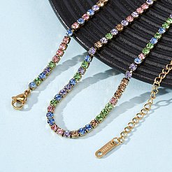 Collar de cadena de copa con rhinestone de acero inoxidable 304 de 3 mm para mujer&nbsp;NJEW-G175-01G-01