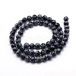 Flocon de neige naturelle obsidienne chapelets de perles rondes&nbsp;G-J303-09-4mm