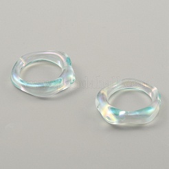 Anneau de doigt de vague de torsion en plastique de couleur bonbon pour les femmes&nbsp;RJEW-WH0004-26A