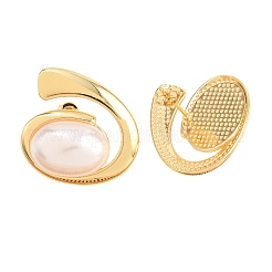 Wirbelspiral-Ohrstecker aus Messing und ABS mit Imitationsperlen&nbsp;EJEW-T051-05G