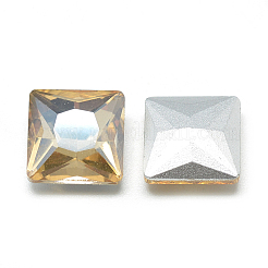 Cabochons en verre avec strass de dos avec point&nbsp;RGLA-T027-8x8mm-09