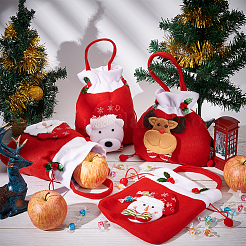 4 Stück Samtbeutel mit Weihnachtsmotiven in 4 Stilen&nbsp;ABAG-BC0001-50