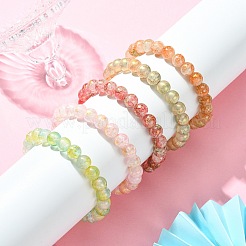 5 Stück 5-farbiges Crackle-Glas-Stretch-Armbandset mit runden Perlen&nbsp;BJEW-JB09695-02