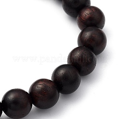 Bracelets extensibles unisexes en bois naturel avec perles&nbsp;BJEW-JB05463-02