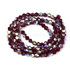 Ab couleur plaqué perles de verre transparent brins&nbsp;GLAA-G127-01J