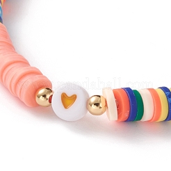Braccialetti elastici perline heishi in argilla polimerica&nbsp;BJEW-JB05708-01