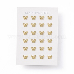 Pendientes pequeños de mariposa con diseño hueco de acero inoxidable 304 con revestimiento al vacío de PVD para mujer&nbsp;EJEW-P212-09G