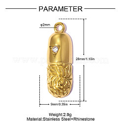 Pendentifs en acier inoxydable 304 avec strass en cristal&nbsp;RB-OY001-03G-02