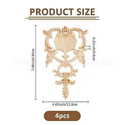 4 pièce d'appliques artisanales sculptées en bois massif naturel&nbsp;WOOD-FH0002-37