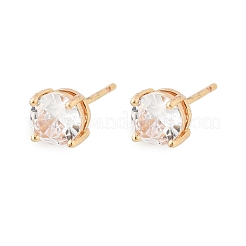 Boucles d'oreilles à tige rondes plates en laiton avec pavé de zircones cubiques pour femmes&nbsp;EJEW-G428-29A-02