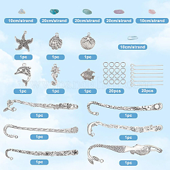 DIY-Sets zur Herstellung von Lesezeichen aus Legierungen mit Meerestieren und Edelsteinsplittern&nbsp;DIY-SC0027-61