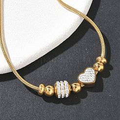 Pulseras de cuentas de acero inoxidable 201 y pedrería de arcilla polimérica de estilo europeo&nbsp;BJEW-G765-01G-01