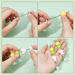 30 porte-clés perlé en alliage et barre de fer&nbsp;FIND-PH0026-69