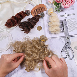 4 stücke 4 farben hohe temperatur faser lange lockige frisur puppe perücke haar&nbsp;DOLL-GL0001-03