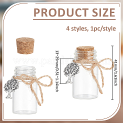 4 Stück 4 Stile Klarglasröhren-Wunschflaschen&nbsp;AJEW-PH01664