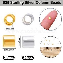 50 Stück 2 Farben 925 Crimpperlen aus Sterlingsilber&nbsp;STER-BBC0009-67