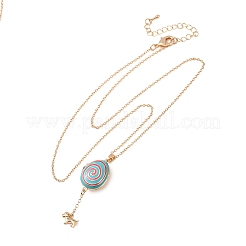 Collane con ciondolo a forma di uovo in ottone smaltato magnetico per donna&nbsp;KK-CBAF5B9-02G-02