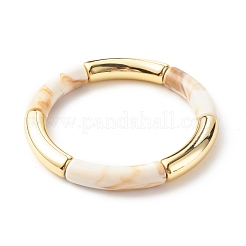 Acrylique imitation pierre gemme tube incurvé perlé gros bracelet extensible pour les femmes&nbsp;BJEW-JB07634