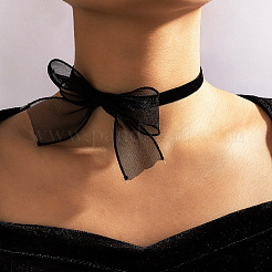 1 Stück Halsband-Halsketten aus Gaze mit Schleife für Damen&nbsp;NJEW-CP0001-06B