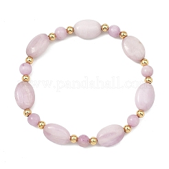 Bracelets extensibles en perles de kunzite naturelle et de laiton pour femmes&nbsp;BJEW-JB14124-01