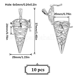 10 Stück hohle Messing-Kegelkäfig-Anhänger&nbsp;KK-SC0004-37