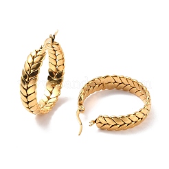 Orecchini a cerchio con foglia in acciaio inossidabile 201 con placcatura sotto vuoto in PVD e perno in acciaio inossidabile 304 per donna&nbsp;EJEW-F280-26A-G