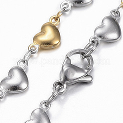 Zweifarbige 304 Edelstahl Herz Gliederkette Schmuck-Sets&nbsp;SJEW-H103-12GP