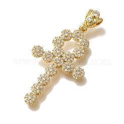 Pendentif en laiton plaqué croix&nbsp;KK-U019-17G-03