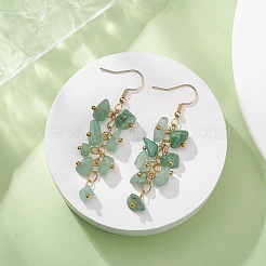 Pendientes colgantes con chips de aventurina verde natural&nbsp;EJEW-JE05266-05