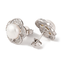 925 aretes de flores de plata de ley&nbsp;EJEW-C115-10P
