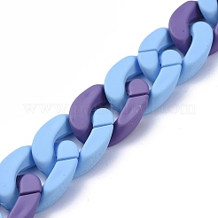 Handgefertigte undurchsichtige sprühlackierte Acryl-Bordsteinketten&nbsp;AJEW-JB00616-01