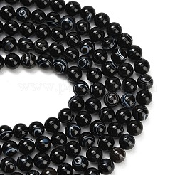 Natürliche schwarze Achat Perlen Stränge&nbsp;G-B178-Q01-12mm