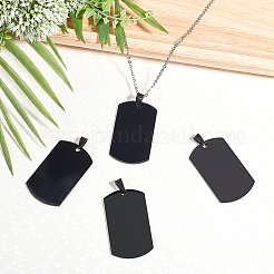 Colgantes grandes de acero inoxidable quirúrgico 316 para hombre con etiqueta en blanco estampada a mano y rectángulo grande&nbsp;STAS-UN0002-76B