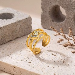 Offene Manschettenringe aus 304er Edelstahl mit Zirkonia für Damen&nbsp;WG55D17-01