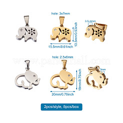 8 Stück 4 Stile 304 Edelstahlanhänger&nbsp;STAS-TA0001-36