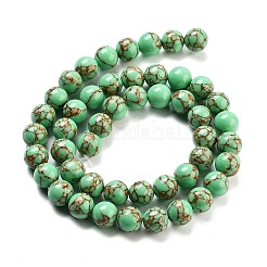Ligne d'or synthétique brins de perles turquoises&nbsp;G-H026-01C-03