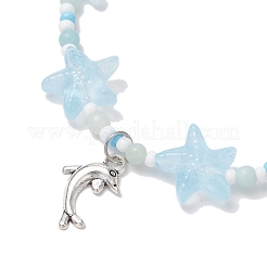 3 bracciale elastico da donna con perline di vetro a forma di stella&nbsp;BJEW-MZ00175