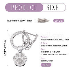 1 Stück DIY Legierung Strass Feder Tor Ringe Schlüsselanhänger&nbsp;FIND-TA0008-54A-P