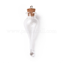 Colgantes grandes de botella de corcho de vidrio en forma de lágrima&nbsp;X-AJEW-A041-01A