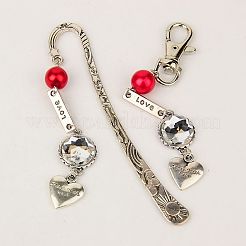 Set di gioielli in stile tibetano per san valentino: segnalibri / forcine e portachiavi&nbsp;SJEW-JS00506