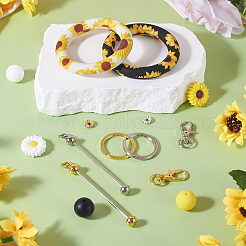 DIY-Sets zur Herstellung von Schlüsselanhängern aus Sonnenblumeneisen mit Perlen&nbsp;DIY-TA0010-21